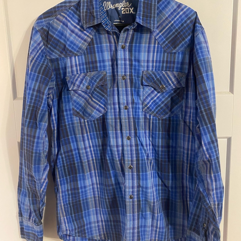 Wrangler Men's Casual Blue Checkered Shirt